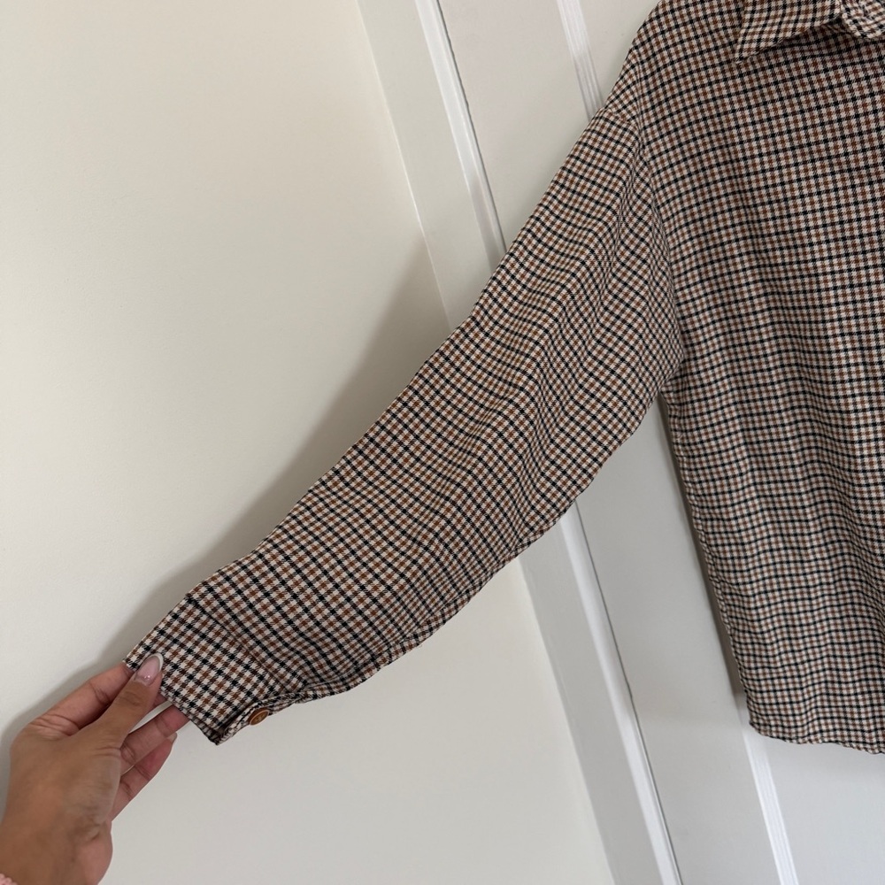 BROWN CHECKERED BUTTON DOWN SHIRT - Picture 5 of 6